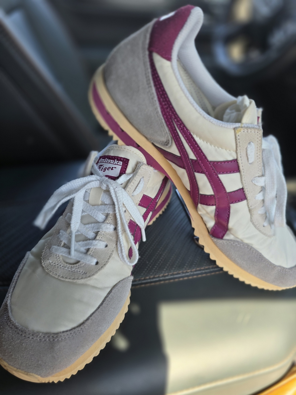 Onitsuka Tiger by Asics Cream and Magenta Retro Runner Sneakers